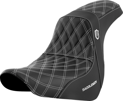 SADDLEMEN SC81829WHI Pro Series SDC Performance Grip Seat - w/o Backrest White Stitch FL/FX '18-'20