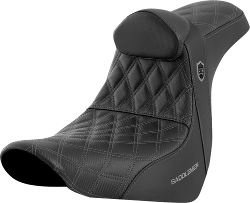 SADDLEMEN SC81829GRERT Pro Series SDC Performance Grip Seat - w/ Backrest Gray Stitch FL/FX '18-'23