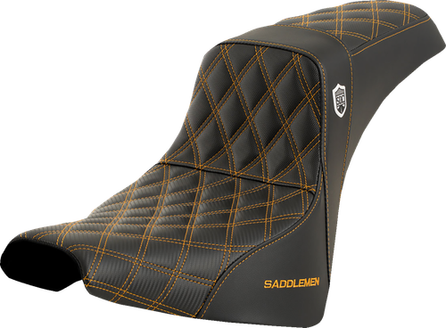 SADDLEMEN SC81830GOL Pro Series SDC Performance Grip Seat - w/o Backrest Gold Stitch FXBB/FXST '18-'23