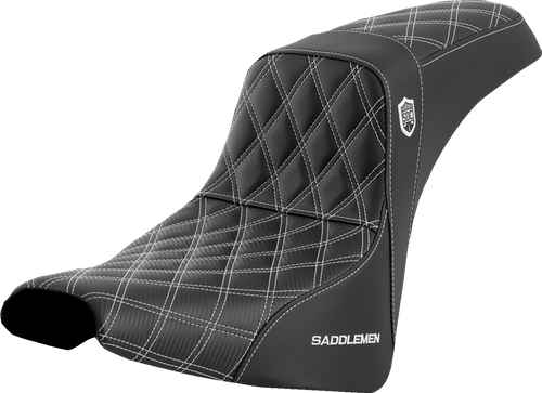 SADDLEMEN SC81830WHI Pro Series SDC Performance Grip Seat - w/o Backrest White Stitch FXBB/FXST '18-'23
