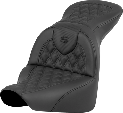 SADDLEMEN 818-27-182 RoadSofa™ Seat - Lattice Stitch without Driver Backrest FLFB/FXBR '18-'24