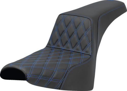 SADDLEMEN 818-30-17201 Lattice Stitch Step-Up Seat - Front Lattice Stitch Blue Stitch FXST/FXBB '18-'25
