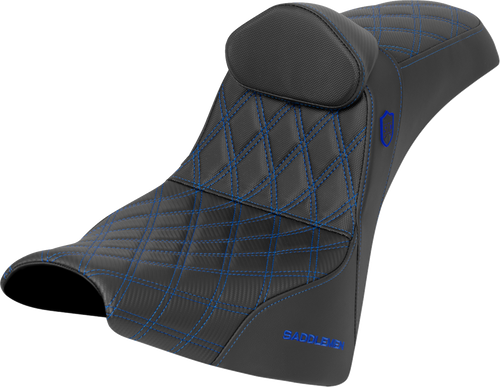 SADDLEMEN SC81830DB1 Pro Series SDC Performance Grip Seat - w/ Backrest Blue Stitch Gripper FXBB/FXST '18-'25