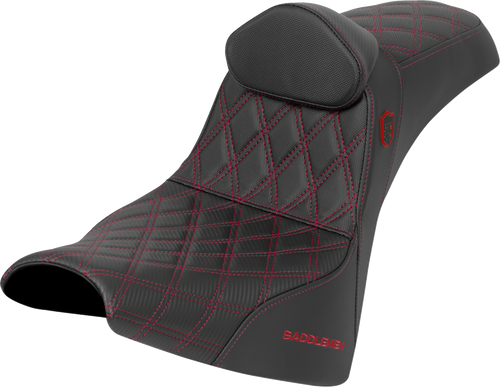SADDLEMEN SC81830DB4 Pro Series SDC Performance Grip Seat - w/ Backrest Red Stitch Gripper FXBB/FXST '18-'25