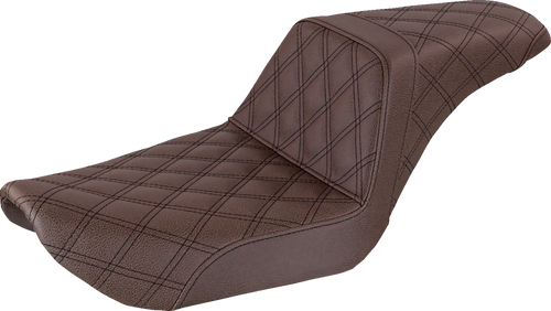 SADDLEMEN 896-04-175BR Step-Up Seat — Full Lattice Stitch - Full Lattice Stitch Brown Dyna