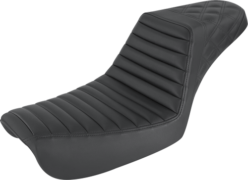 SADDLEMEN 804-04-176 Step-Up Seat — Front Tuck-n-Roll/Rear Lattice Stitch - Front Tuck-n-Roll/Rear Lattice Stitch Black FXD