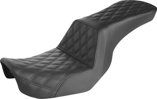 SADDLEMEN 806-04-195 Step-Up Seat — Full Lattice Stitch - Full Lattice Stitch Black Dyna