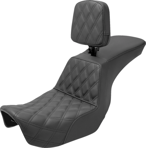 SADDLEMEN 806-04-192BR Tour Step-Up Seat - Rider Backrest Front Lattice Stitch Dyna '06-'17