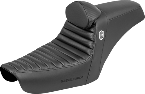SADDLEMEN SC89604TB Gripper Step-Up Seats - Gripper Tuck-n-Roll Black with Backrest FXD '96-'03