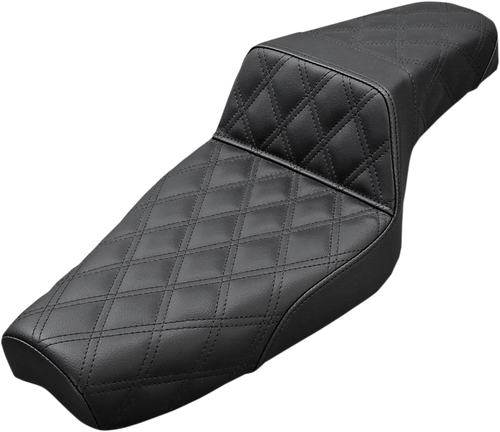 SADDLEMEN 807-03-175 Step-Up Seat — Full Lattice Stitch - Full Lattice Stitch Black XL