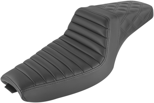 SADDLEMEN 807-03-176 Step-Up Seat — Front Tuck-n-Roll/Rear Lattice Stitch - Front Tuck-n-Roll/Rear Lattice Stitch Black
