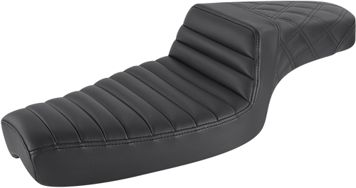 SADDLEMEN 879-03-176 Step-Up Seat — Front Tuck-n-Roll/Rear Lattice Stitch - Front Tuck-n-Roll/Rear Lattice Stitch Black