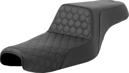 SADDLEMEN 807-11-177 Honeycomb Step-Up Seat - Honeycomb Black Stitching 3.3 Gal Tank Sportster '04-'21