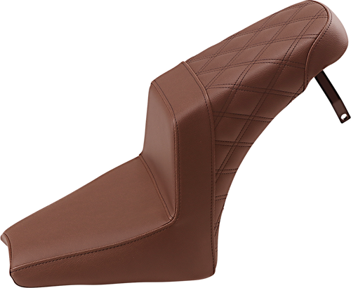 SADDLEMEN I18-33-173BR Step-Up Seat - Front Smooth/Rear Lattice Stitch Brown Scout Bobber