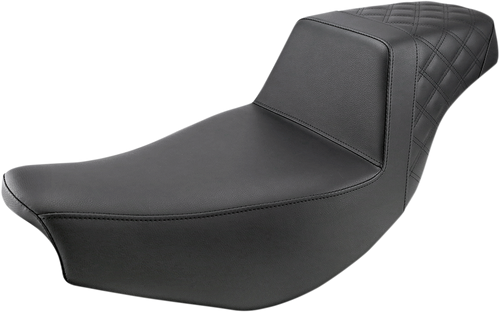 SADDLEMEN I14-07-173 Step-Up Seat - Front Smooth/Rear Lattice Stitch Black Indian