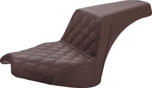 SADDLEMEN I21-04-172BR Step-Up Seat - Front Lattice Stitch/Rear Smooth Brown Chief