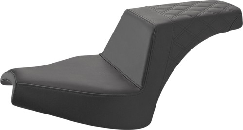 SADDLEMEN I21-04-173 Step-Up Seat - Front Smooth/Rear Lattice Stitch Black Chief