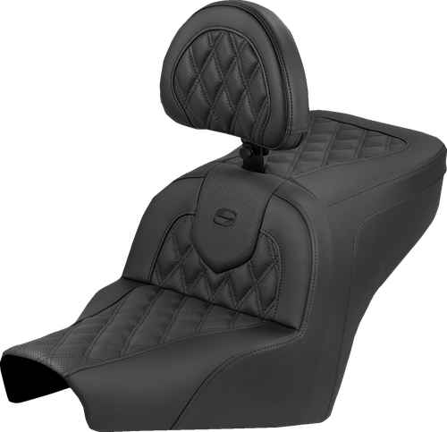 SADDLEMEN B22-07-182BR Roadsofa™ Seat - Lattice Stitch With Backrest BMW R18 '22-'25