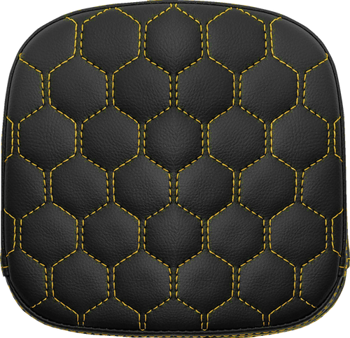 SADDLEMEN 040719007 Honeycomb Sissy Bar Pad - Honeycomb Gold Stitching