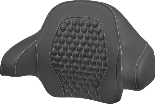 SADDLEMEN 814-07-19005 Honeycomb Tour Pack Backrest Pad - Honeycomb Silver Stitching FLH/FLT '14-'24
