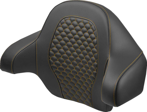 SADDLEMEN 814-07-20907 Dragon Scale Tour Pak Backrest Pad - Dragon Scale Gold Stitch FLH/FLT '14-'24