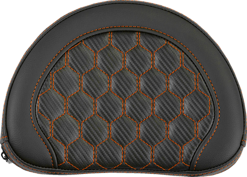 SADDLEMEN 051319003 Contoured Sissy Bar Pad - Honeycomb Orange Stitch 2" Thick