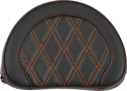 SADDLEMEN 051320703 Contoured Sissy Bar Pad - Lattice Stitch Orange Stitch 2" Thick