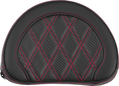 SADDLEMEN 051320704 Contoured Sissy Bar Pad - Lattice Stitch Red Stitch 2" Thick