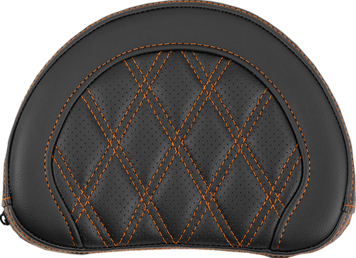 SADDLEMEN 051318403 Contoured Sissy Bar Pad - Lattice Stitch Orange Stitch 2" Thick