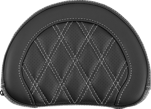SADDLEMEN 051318406 Contoured Sissy Bar Pad - Lattice Stitch White Stitch 2" Thick