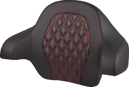 SADDLEMEN 814-07-20704 Tour Pak® Backrest Pad - Lattice Stitch Red Stitch FL '14-'25