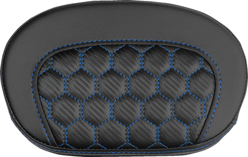 SADDLEMEN 061019001 Mini Contour Sissy Bar Pad - Honeycomb Blue Stitch