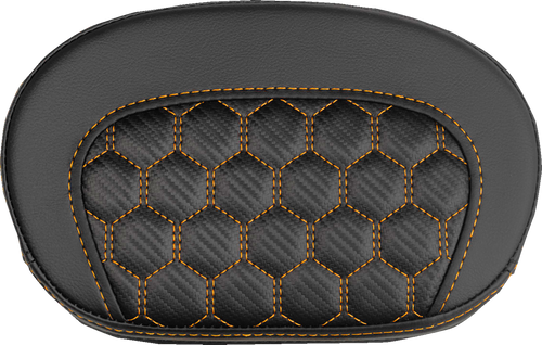 SADDLEMEN 061019003 Mini Contour Sissy Bar Pad - Honeycomb Orange Stitch