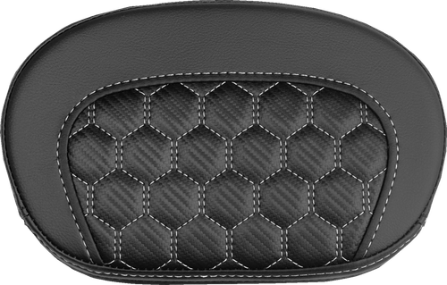 SADDLEMEN 061019006 Mini Contour Sissy Bar Pad - Honeycomb White Stitch