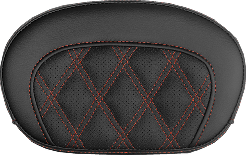 SADDLEMEN 061018404 Mini Contour Sissy Bar Pad - Lattice Stitch Red Stitch
