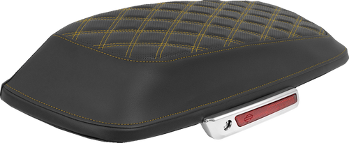 SADDLEMEN L870-14-18407 Lattice Stitched Saddlebag Lid Covers - Lattice Gold Stitch FLH/FLT '14-'25