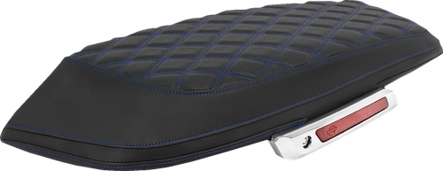 SADDLEMEN L870-23-18401 Lattice Stitched Saddlebag Lid Covers - Lattice Blue Stitch FLH/FLT '23-'25