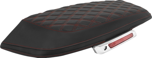 SADDLEMEN L870-23-18404 Lattice Stitched Saddlebag Lid Covers - Lattice Red Stitch FLH/FLT '23-'25