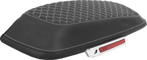 SADDLEMEN L870-14-20906 Dragon Scale Saddlebag Lid Covers - Dragon Scale White Stitch FLH/FLT '14-'25