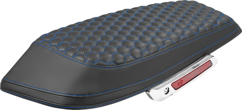 SADDLEMEN L870-23-19001 Saddlebag Lid Covers - Honeycomb Blue Stitch FLH/FLT '23-'25