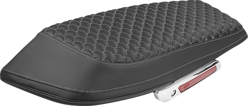 SADDLEMEN L870-23-20905 Dragon Scale Saddlebag Lid Covers - Dragon Scale Silver Stitch FLH/FLT '23-'25