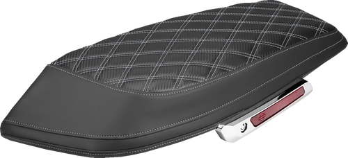 SADDLEMEN L870-23-20705 Saddlebag Lid Covers - Lattice Carbon Fiber Silver Stitch FLH/FLT '23-'26