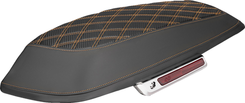 SADDLEMEN L870-14-20703 Saddlebag Lid Covers - Lattice Carbon Fiber Orange Stitch FLH/FLT '14-'24