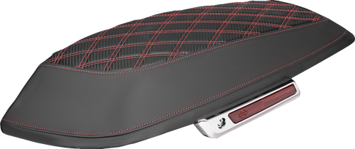 SADDLEMEN L870-14-20704 Saddlebag Lid Covers - Lattice Carbon Fiber Red Stitch FLH/FLT '14-'24