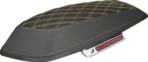 SADDLEMEN L870-14-20707 Saddlebag Lid Covers - Lattice Carbon Fiber Gold Stitch FLH/FLT '14-'24
