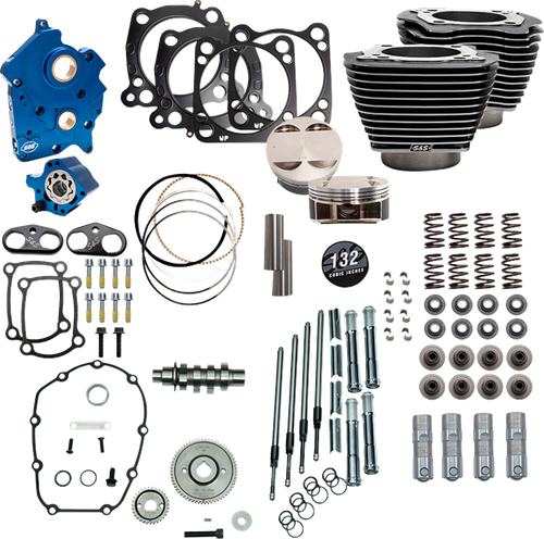 S&S CYCLE 310-1236D Power Pack - Water Cooled - 550G - Black Granite w/Highlight - Chrome Pushrod Tubes -114"/117" M8 - Water Cooled 550G Black Granite w/Highlight Chrome Pushrod Tubes -114"/117" M8