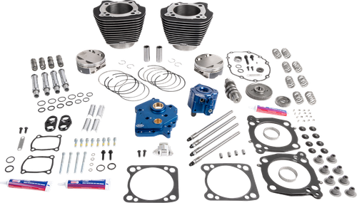 S&S CYCLE 310-1390A Power Package - Oil Cooled - 496 Chain Drive - Wrinkle Black w/Highlight - M8 - Oil Cooled 496 Chain Drive Wrinkle Black w/Highlight M8
