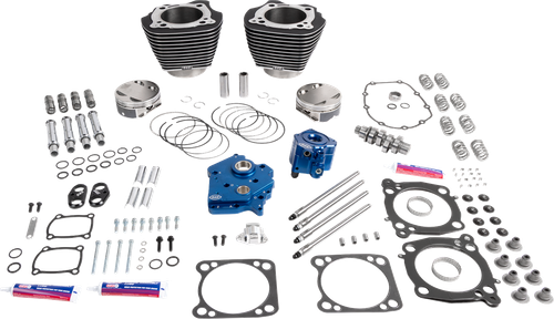 S&S CYCLE 310-1393A Power Package - Oil Cooled - 496 Gear Drive - Wrinkle Black w/Highlight - M8 - Oil Cooled 496 Gear Drive Wrinkle Black w/Highlight M8