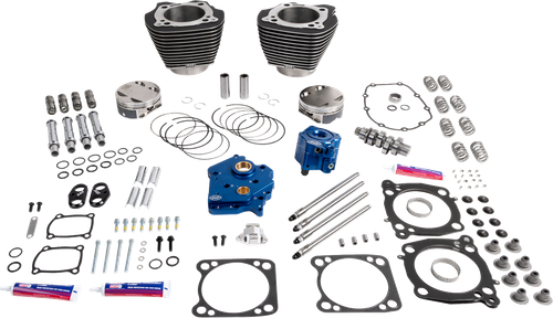 S&S CYCLE 310-1401A Power Package - Water Cooled - 496 Chain Drive - Wrinkle Black w/Highlight - M8 - Water Cooled 496 Chain Drive Wrinkle Black w/Highlight M8