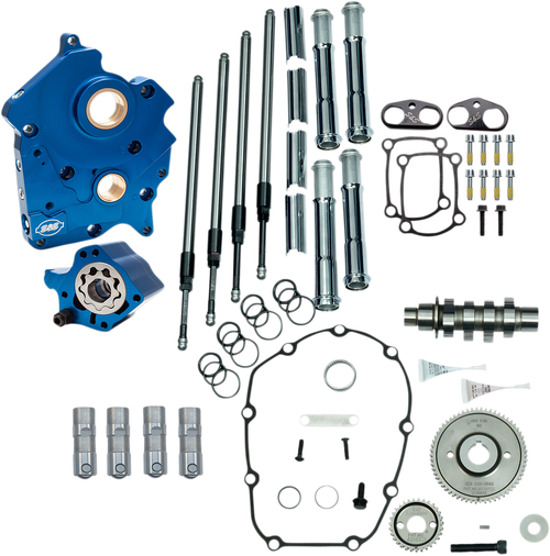 S&S CYCLE 310-1002B Cam Chest Kit - Water Cooled - Gear Drive - 475 Cam - Chrome Pushrod Tubes - M8 - Water Cooled Gear Drive 475 Cam Chrome Pushrod Tubes M8
